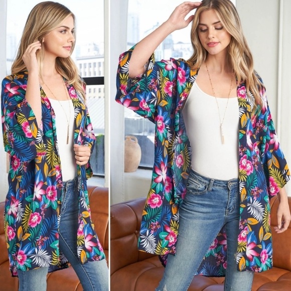 Tropical print kimono - Picture 2 of 4